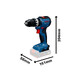 Pildil on näha Bosch akulööktrell GSB18V-52 L-Boxxis, millel on märgitud ka selle mõõtmed.